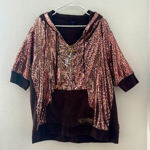 Y2K Dereon by Beyoncé leopard sequin hoodie Size 3XL
